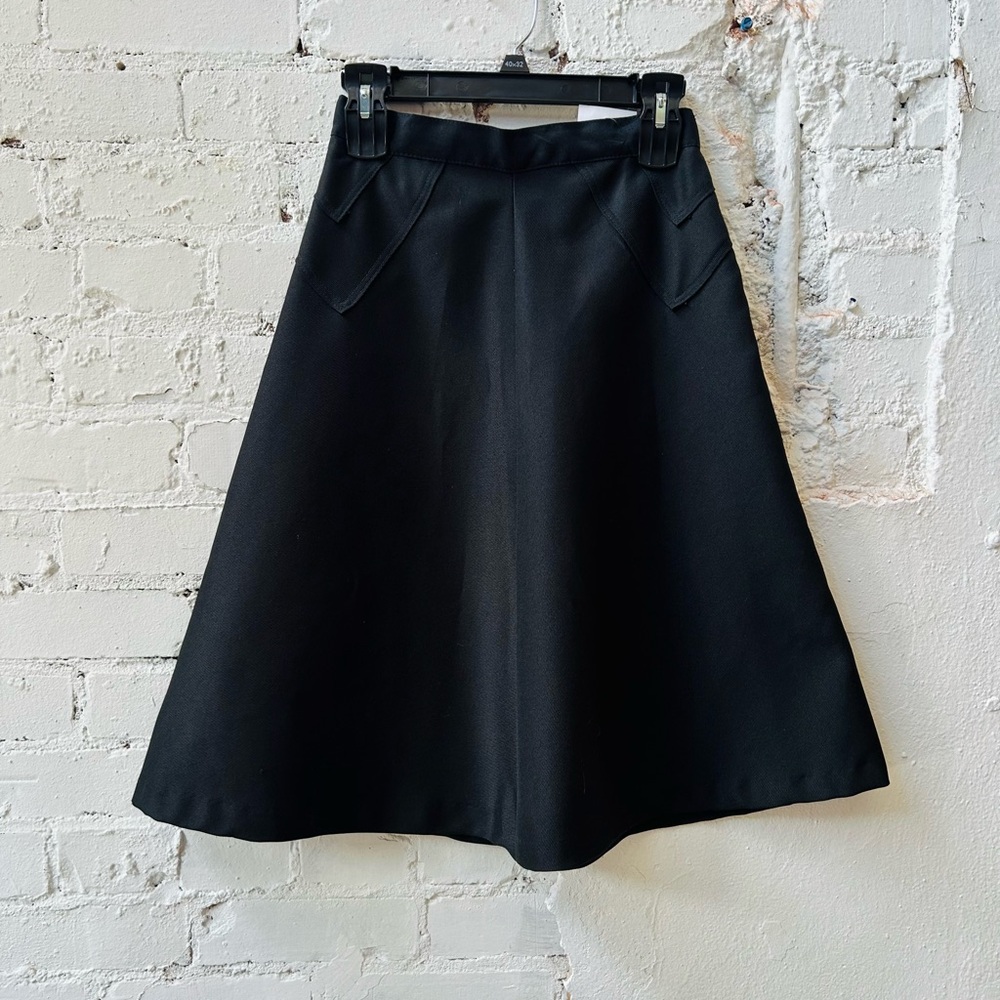 Vintage 70s Elegant Black A-Line Skirt